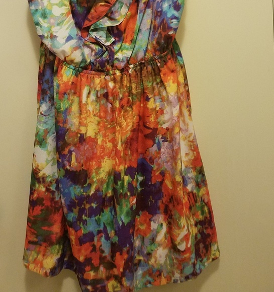 JFW fall dress in orange ruffles in front - Picture 2 of 3